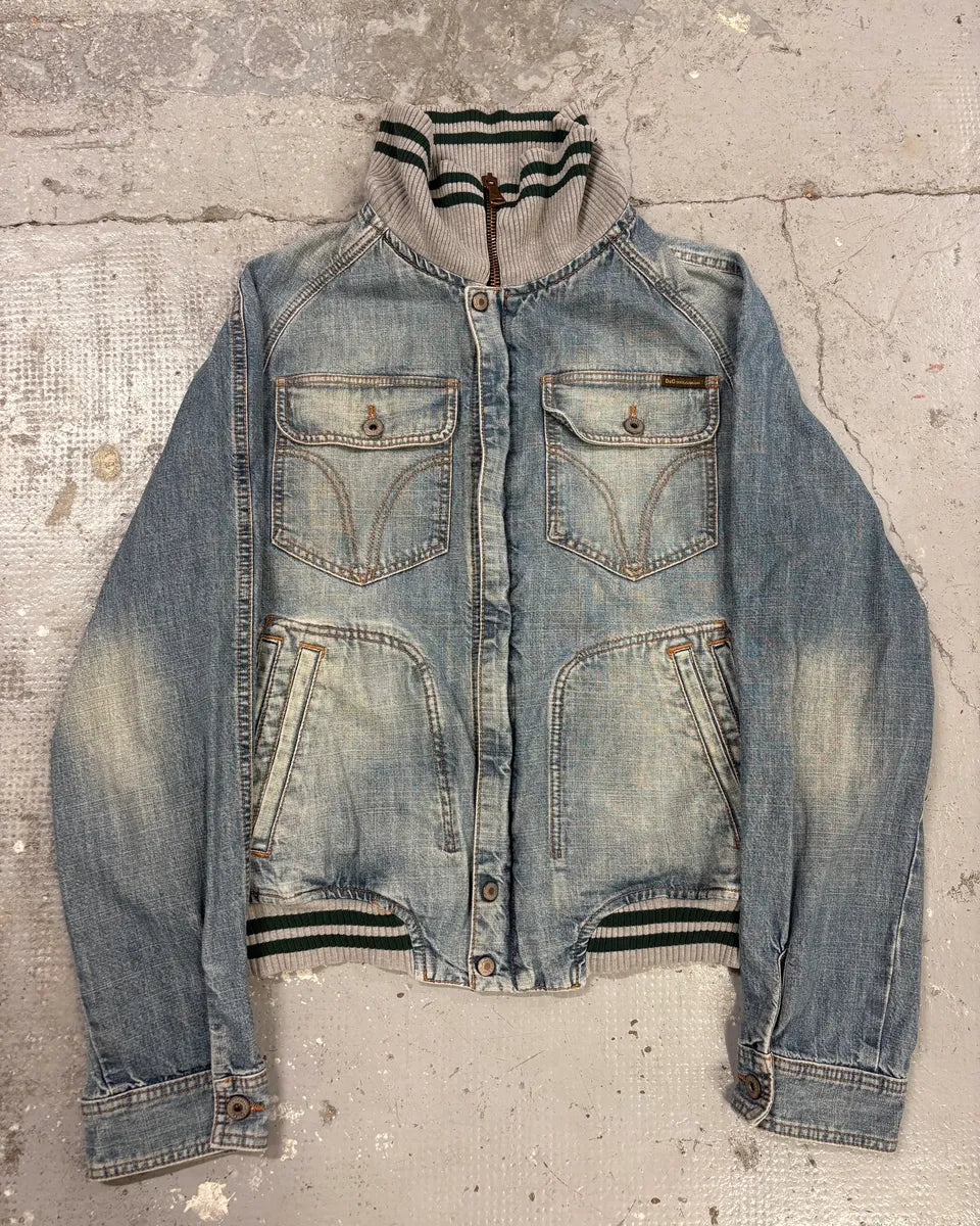 SS2005 Dolce & Gabbana Stonewash Logo Denim Jacket oduudZF 0