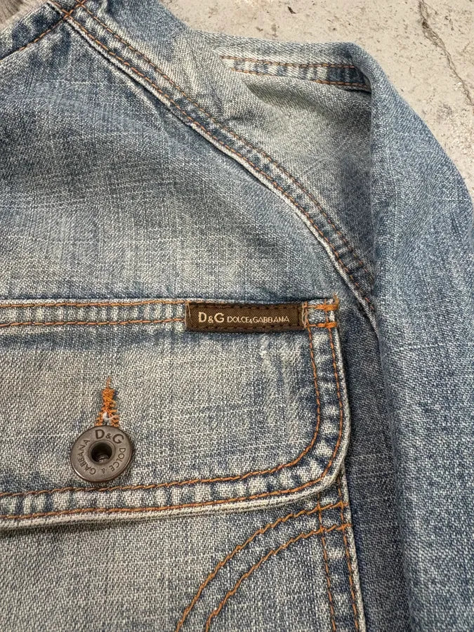 SS2005 Dolce & Gabbana Stonewash Logo Denim Jacket oduudZF 9