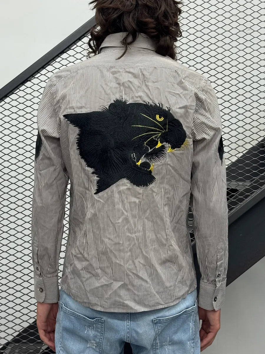 SS2005 Dolce & Gabbana Striped Panthera Shirt FedZEno 0