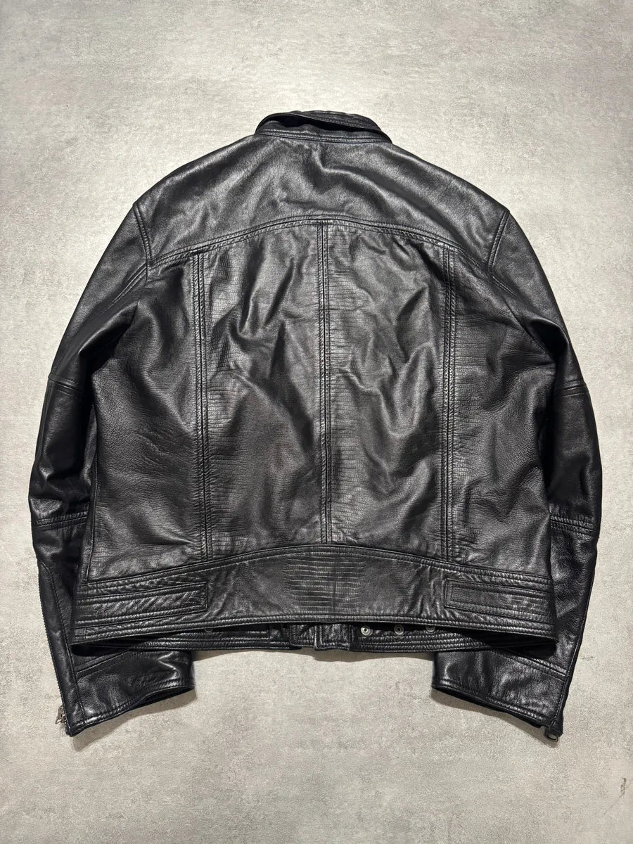SS2005 Dolce & Gabbana Textured Black Leather Jacket pQHahJz 2