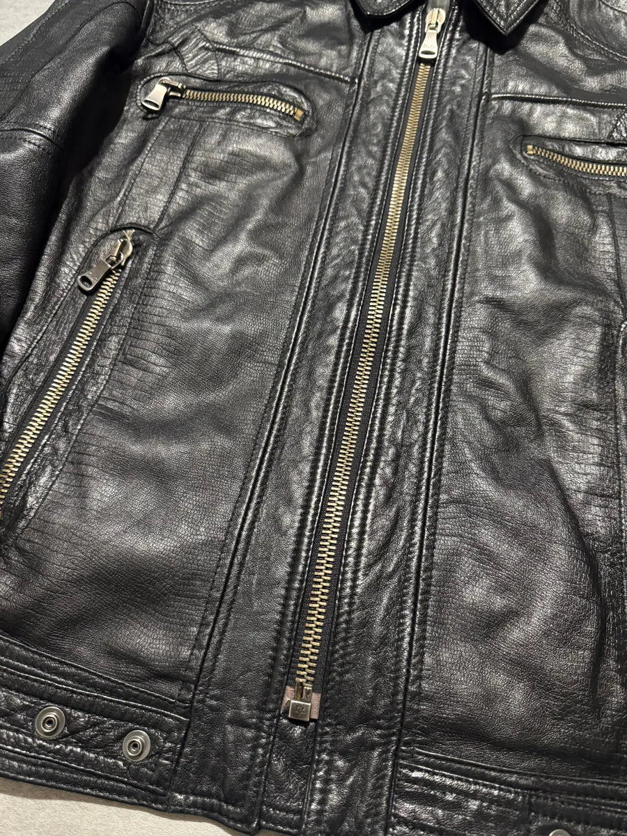 SS2005 Dolce & Gabbana Textured Black Leather Jacket pQHahJz 3