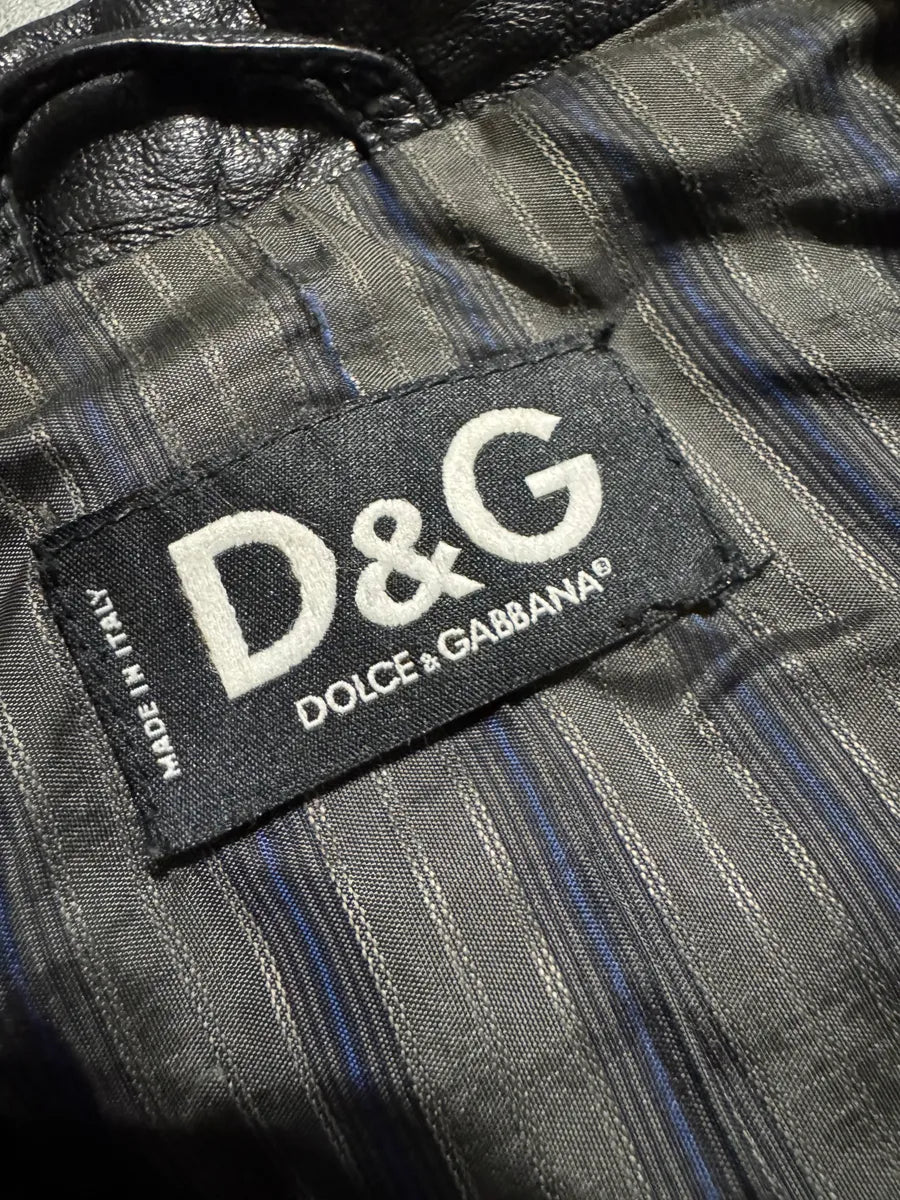 SS2005 Dolce & Gabbana Textured Black Leather Jacket pQHahJz 7