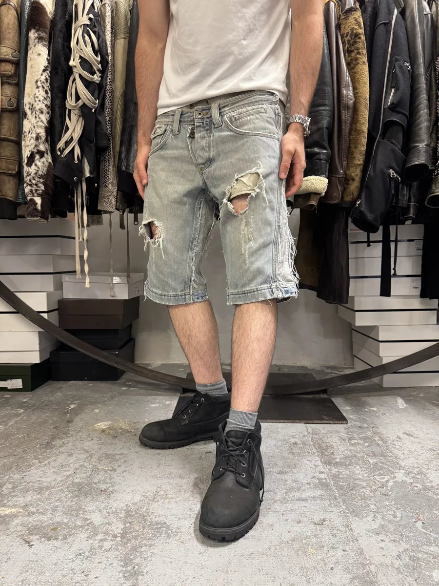 SS2005 Dolce & Gabbana Trompe L’oeil Hybrid Denim Cozy Grey Shorts gJLSjyJ 1