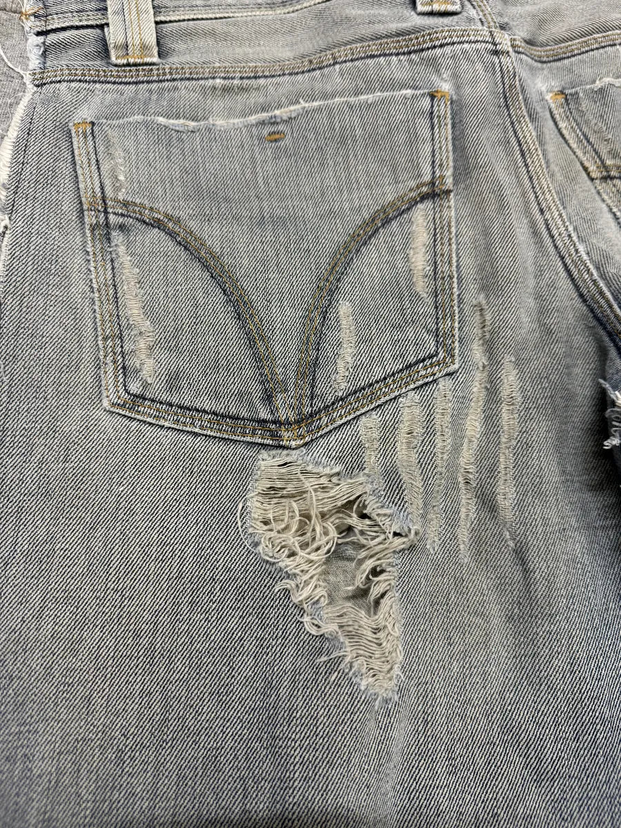 SS2005 Dolce & Gabbana Trompe L’oeil Hybrid Denim Cozy Grey Shorts gJLSjyJ 5