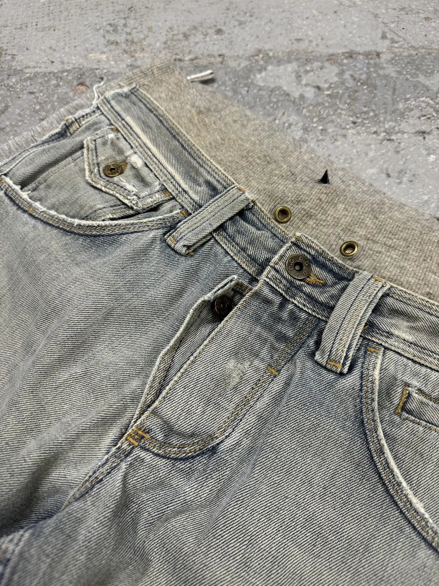 SS2005 Dolce & Gabbana Trompe L’oeil Hybrid Denim Cozy Grey Shorts gJLSjyJ 6