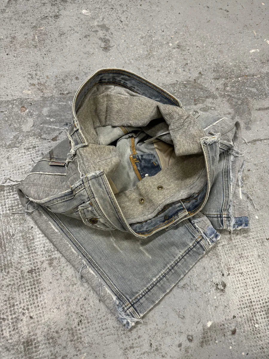SS2005 Dolce & Gabbana Trompe L’oeil Hybrid Denim Cozy Grey Shorts gJLSjyJ 9