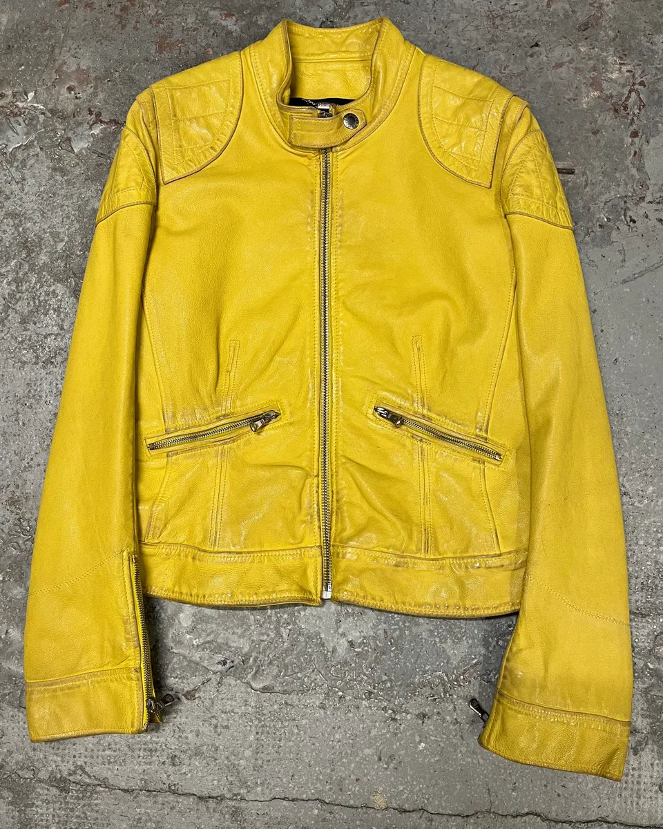 SS2005 Dolce & Gabbana Yellow Goat Leather Jacket KfbwCfO 0