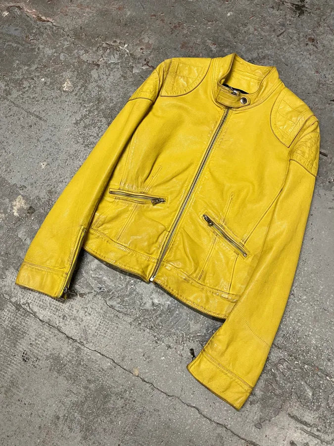 SS2005 Dolce & Gabbana Yellow Goat Leather Jacket KfbwCfO 2