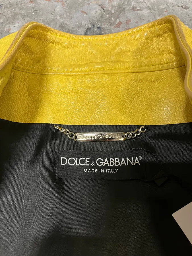 SS2005 Dolce & Gabbana Yellow Goat Leather Jacket KfbwCfO 6