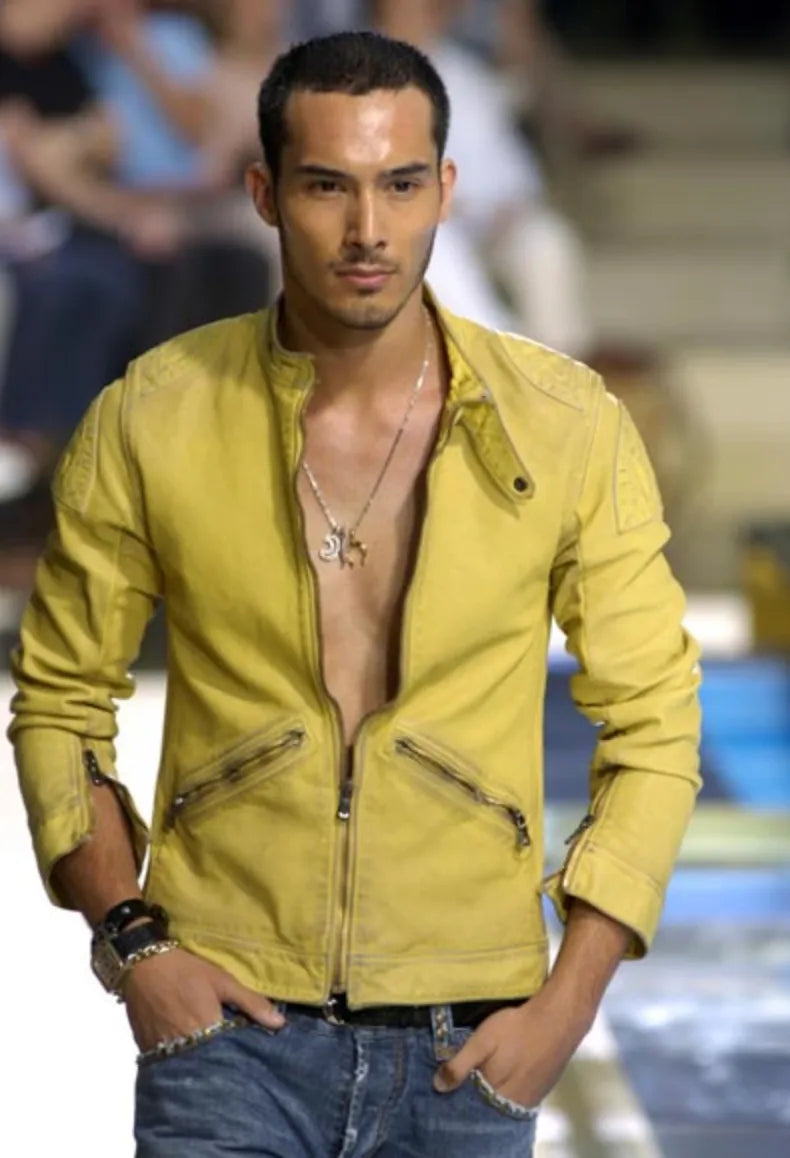 SS2005 Dolce & Gabbana Dark Brown Leather Distressed Biker Leather Jacket dZQVibFW 4