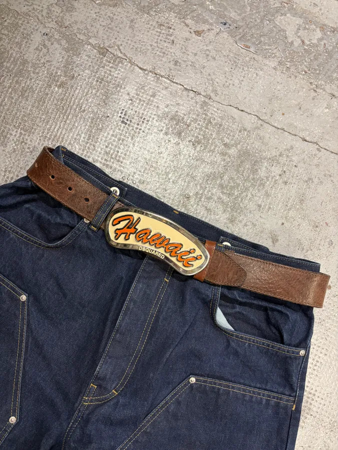 SS2005 Dsquared2 Brown Hawaii Leather Belt xNAwxxb 2