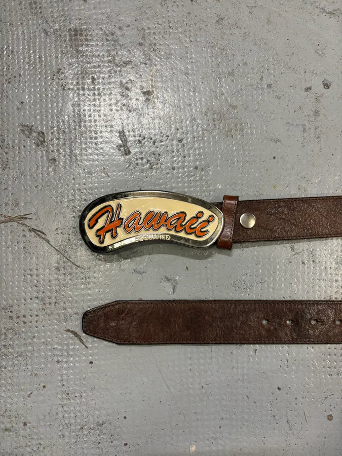SS2005 Dsquared2 Brown Hawaii Leather Belt xNAwxxb 5