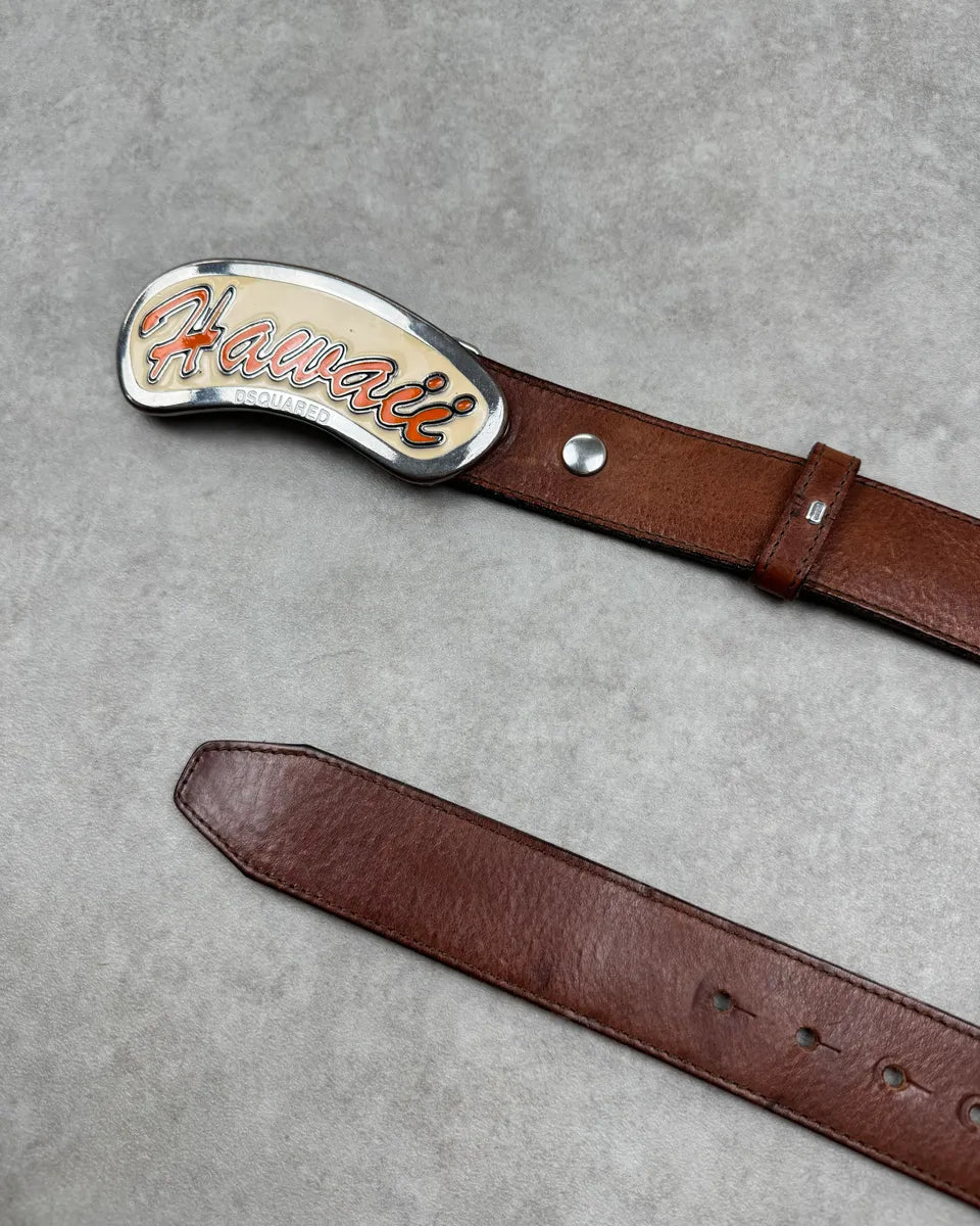 SS2005 Dsquared2 Brown Leather Hawaii Buckle Belt joghbQb 3