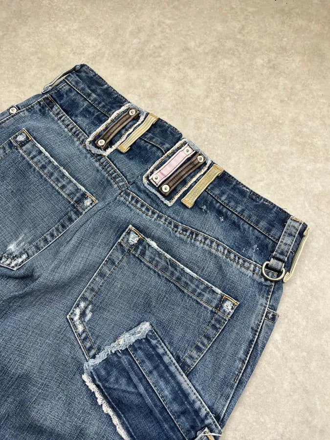 SS2005 Dsquared2 Buckle Loops Blue Denim Jeans HgNZvbX 10