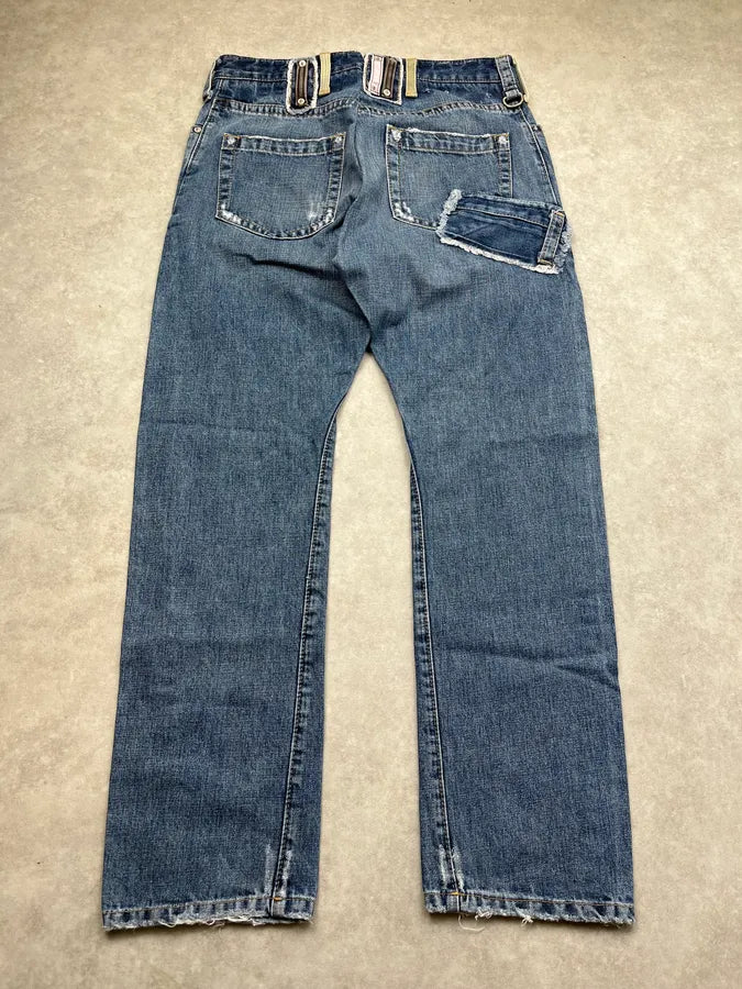 SS2005 Dsquared2 Buckle Loops Blue Denim Jeans HgNZvbX 2