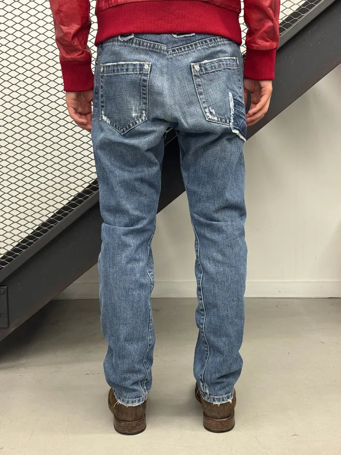 SS2005 Dsquared2 Buckle Loops Blue Denim Jeans HgNZvbX 4