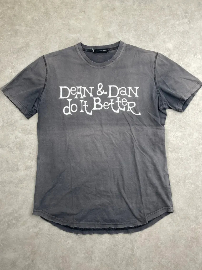 SS2005 Dsquared2 Grey Dean & Dan Slogan Logo T-Shirt yfXYjVJI 2