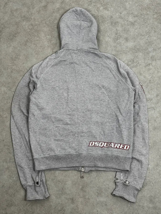 SS2005 Dsquared2 Grey Signature Distressed Zip-up Hoodie UeiZLsR 4