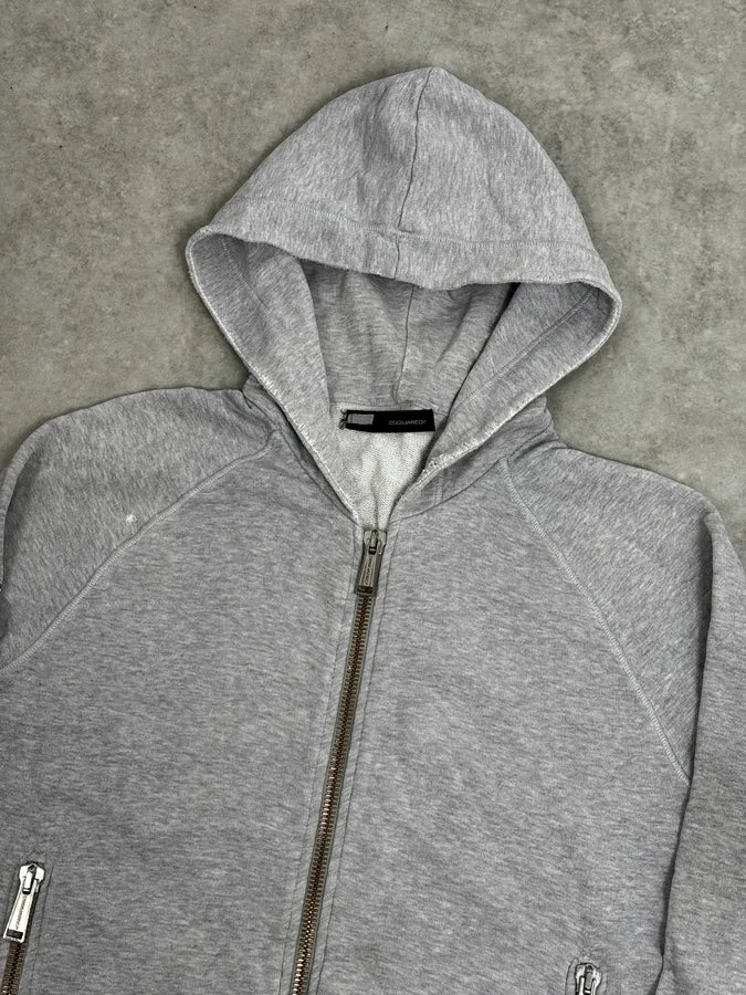SS2005 Dsquared2 Grey Signature Distressed Zip-up Hoodie UeiZLsR 5