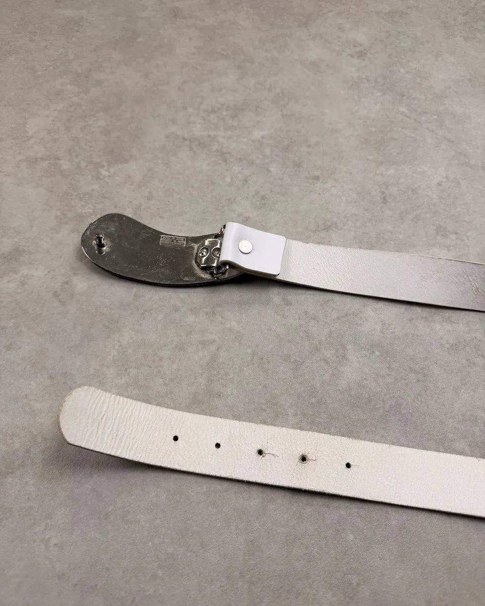SS2005 Dsquared2 Hawaii White Leather Logo Belt qjZlNcs 5