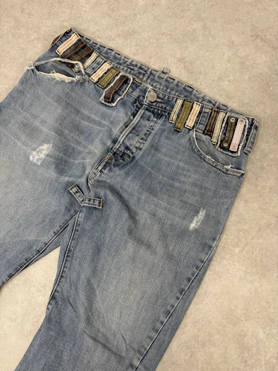 SS2005 Dsquared2 Multi Belt Loops Blue Slim Denim Jeans jaJBRrT 13