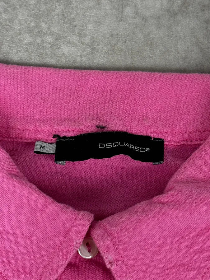 SS2005 Dsquared2 Pink «Mr Catenacci » Print Longsleeve Polo uKmQDbh 10