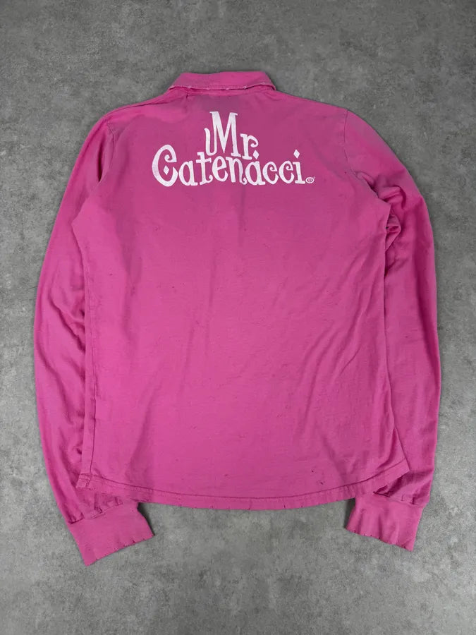 SS2005 Dsquared2 Pink «Mr Catenacci » Print Longsleeve Polo uKmQDbh 4