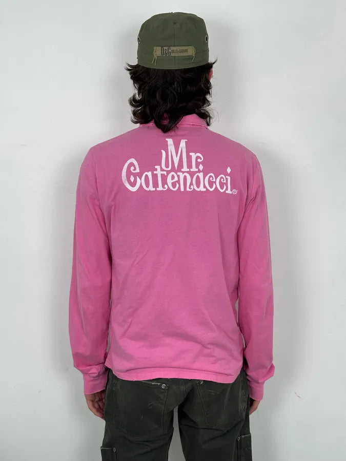 SS2005 Dsquared2 Pink «Mr Catenacci » Print Longsleeve Polo uKmQDbh 3
