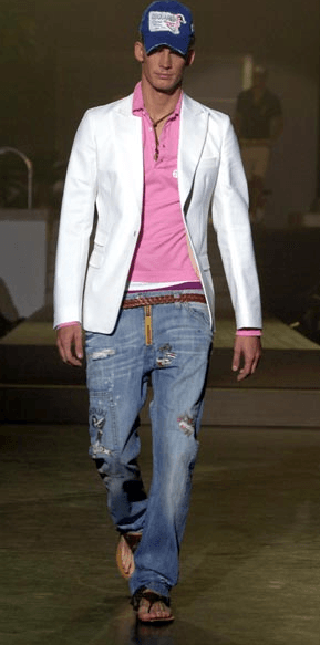 SS2005 Dsquared2 Pink «Mr Catenacci » Print Longsleeve Polo uKmQDbh 1