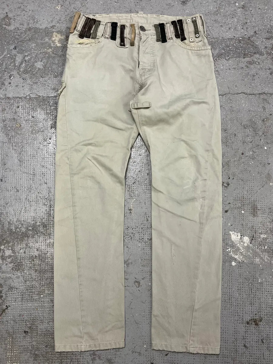 SS2005 DSquared2 Runway Beige Contemporary Multi Waisted Pants (M) fXfQpcw 0