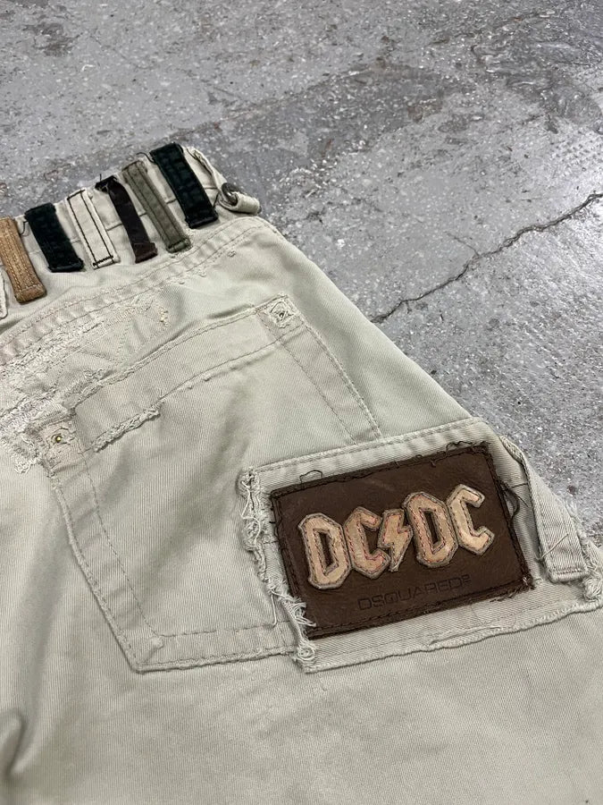 SS2005 DSquared2 Runway Beige Contemporary Multi Waisted Pants (M) fXfQpcw 10