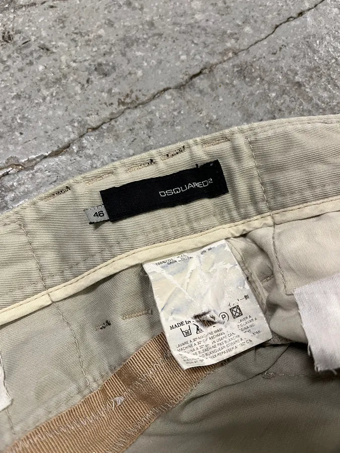 SS2005 DSquared2 Runway Beige Contemporary Multi Waisted Pants (M) fXfQpcw 12