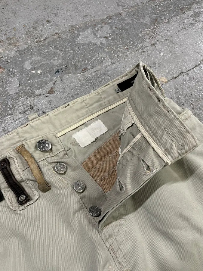 SS2005 DSquared2 Runway Beige Contemporary Multi Waisted Pants (M) fXfQpcw 13