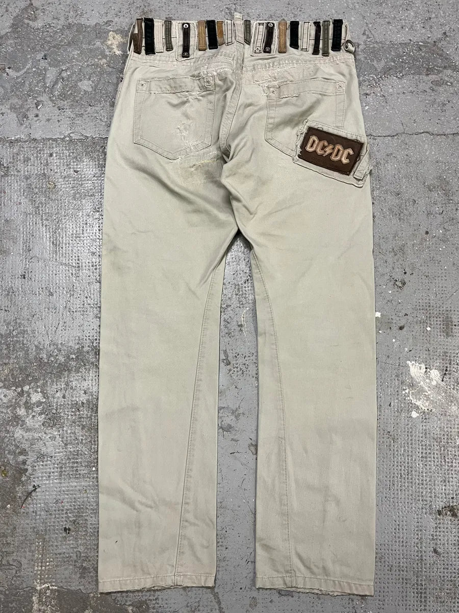 SS2005 DSquared2 Runway Beige Contemporary Multi Waisted Pants (M) fXfQpcw 2