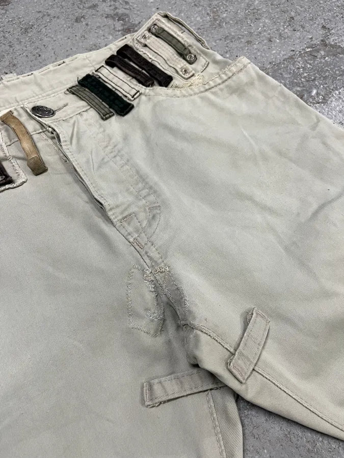SS2005 DSquared2 Runway Beige Contemporary Multi Waisted Pants (M) fXfQpcw 6