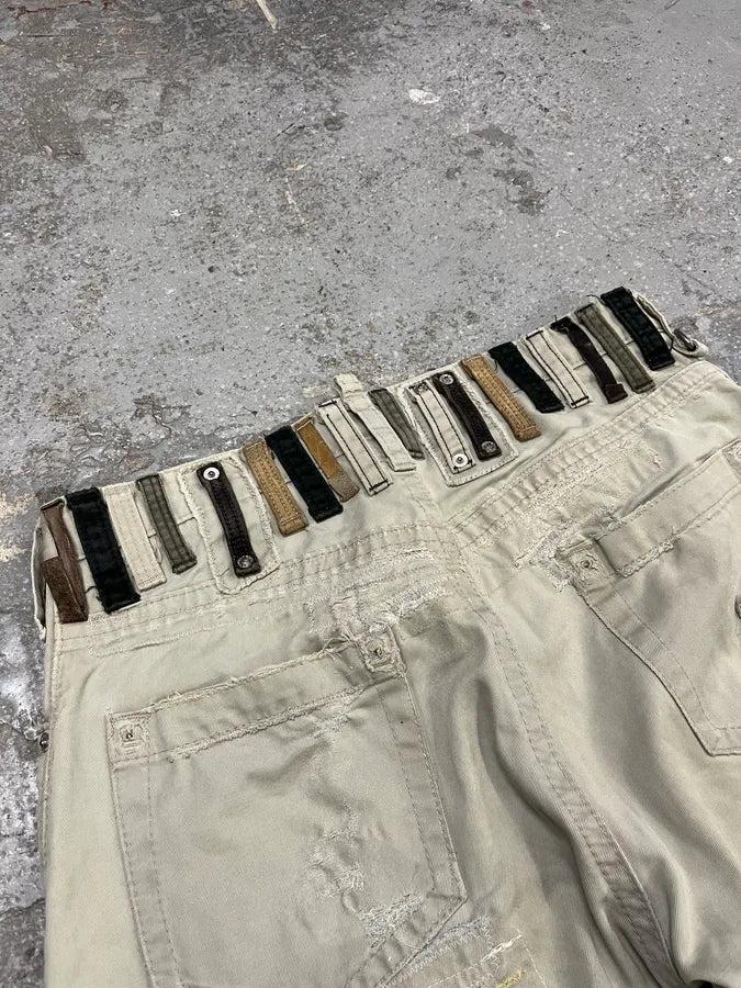 SS2005 DSquared2 Runway Beige Contemporary Multi Waisted Pants (M) fXfQpcw 9