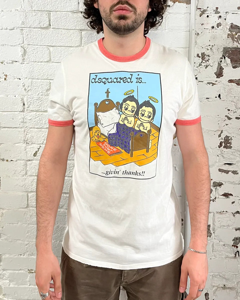 SS2005 Dsquared2 White Prayers Contemporary T-Shirt sxeAwNp 1