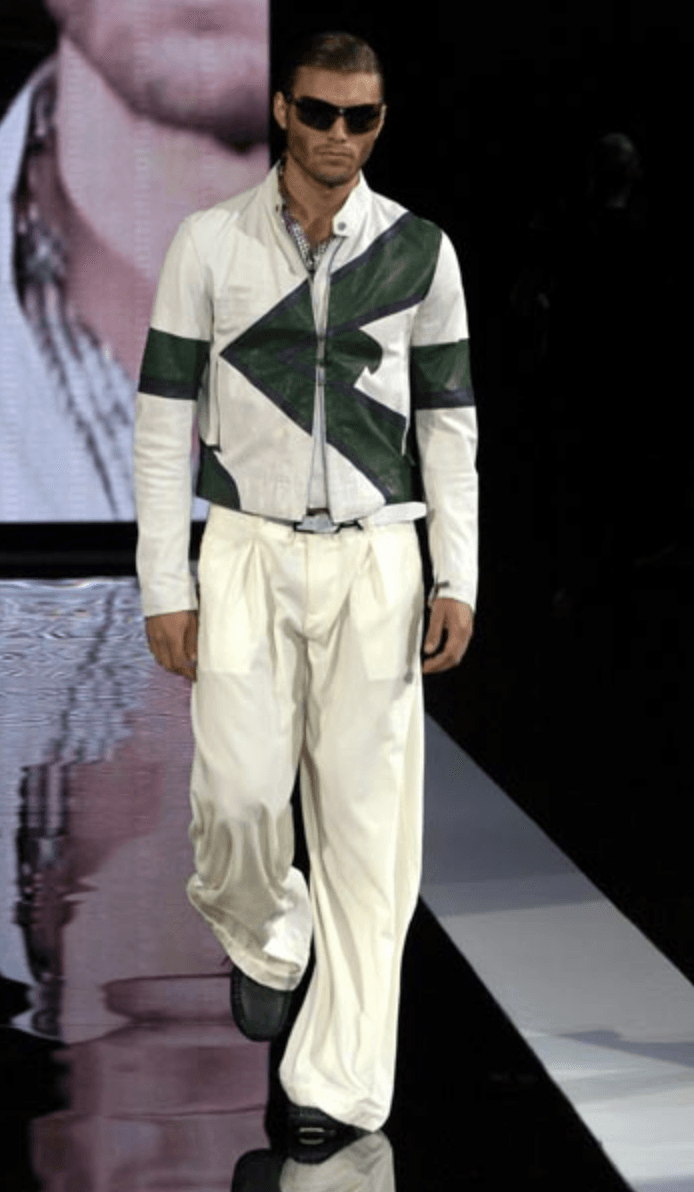 SS2005 Emporio Armani Contemporary Beige & Green Biker Jacket sSdZgWu 1