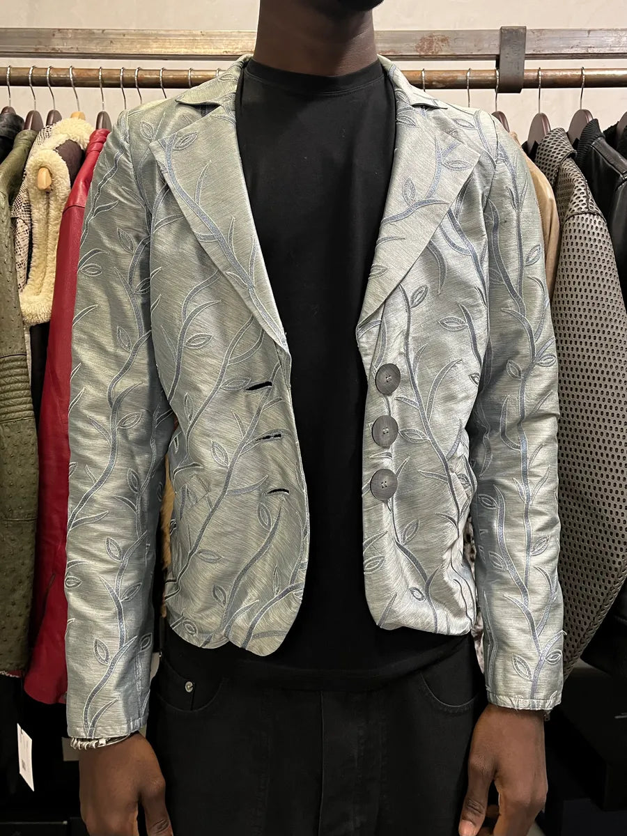 SS2005 Emporio Armani Tree Branches Blue Silver Suit Jacket BSqtAGY 0