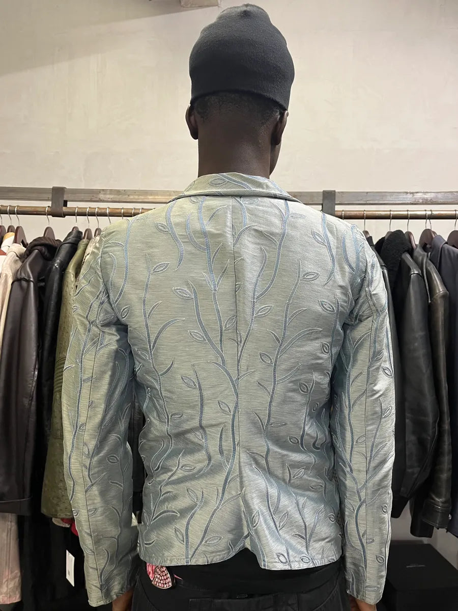 SS2005 Emporio Armani Tree Branches Blue Silver Suit Jacket BSqtAGY 2