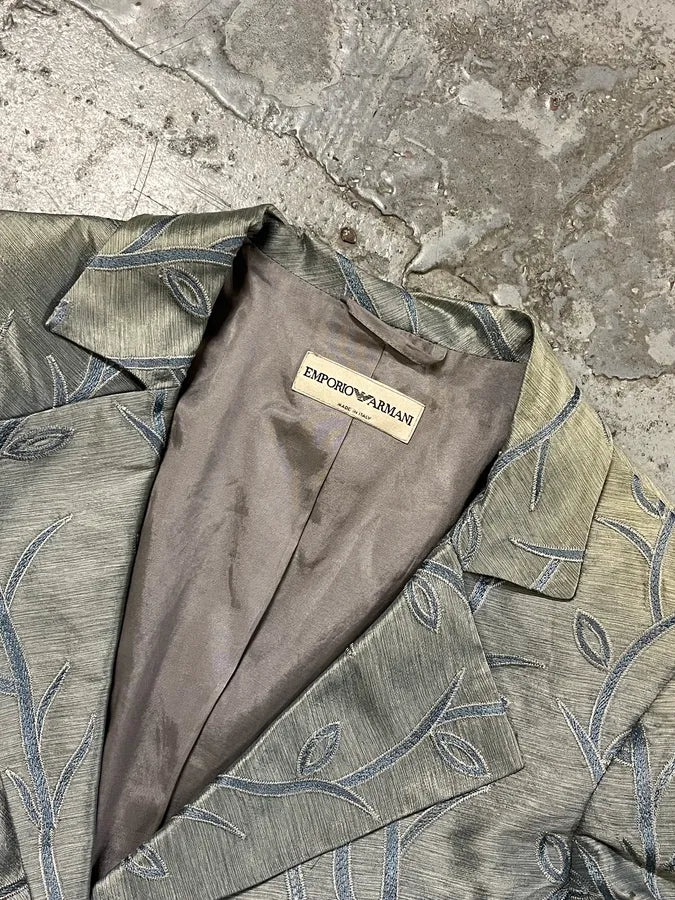 SS2005 Emporio Armani Tree Branches Blue Silver Suit Jacket BSqtAGY 3
