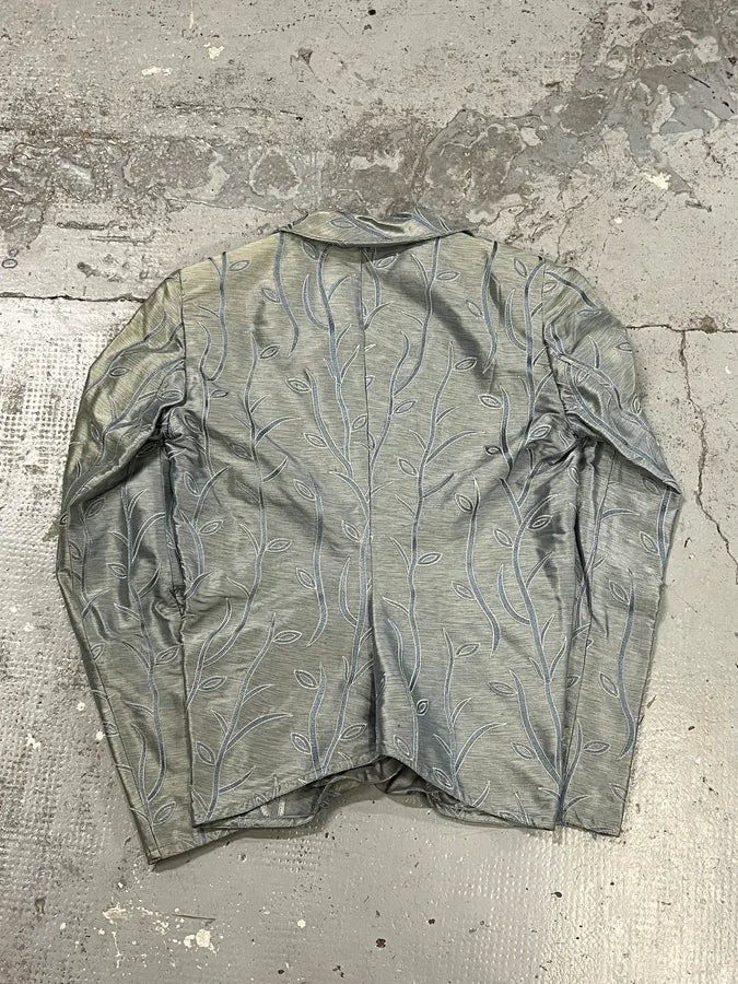 SS2005 Emporio Armani Tree Branches Blue Silver Suit Jacket BSqtAGY 4