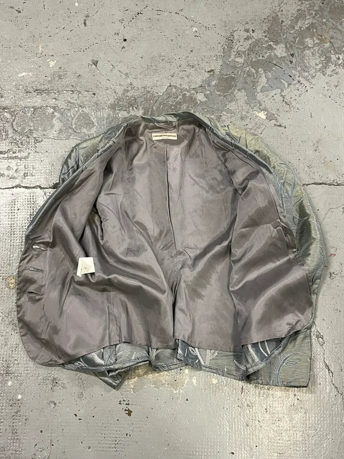 SS2005 Emporio Armani Tree Branches Blue Silver Suit Jacket BSqtAGY 6
