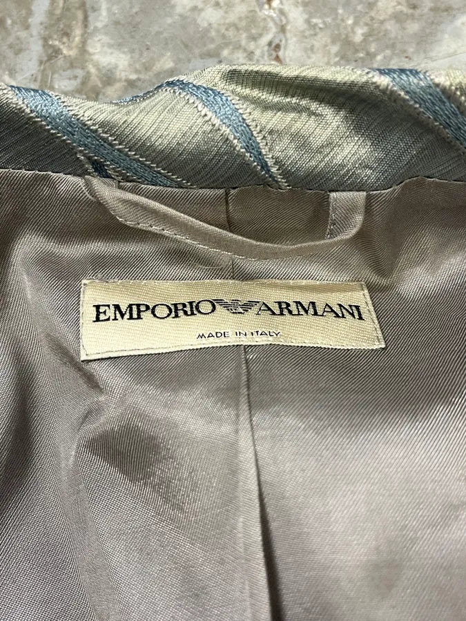 SS2005 Emporio Armani Tree Branches Blue Silver Suit Jacket BSqtAGY 9