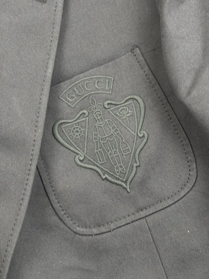 SS2005 Gucci Grey Embroidered Crest Blazer Jacket pEvUCRy 7