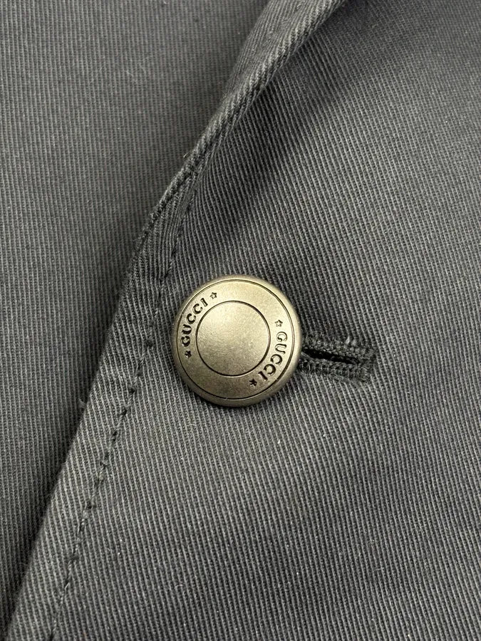 SS2005 Gucci Grey Embroidered Crest Blazer Jacket pEvUCRy 9