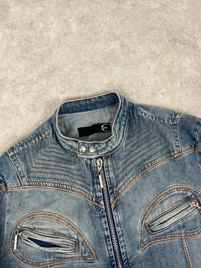 SS2005 Cavalli Blue Contemporary Multi-Pocket Denim Jacket  mYJJtbQ 4