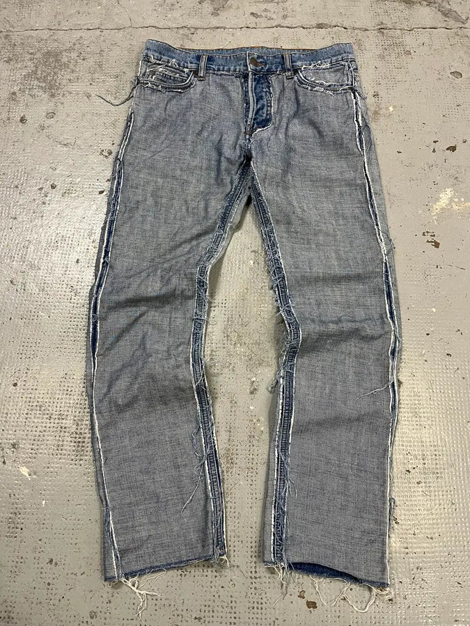 SS2005 Maison Margiela H&M Reissue Blue Distressed Denim Jeans DGstIav 0