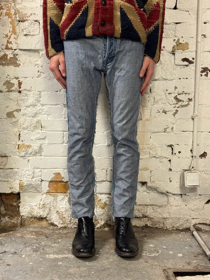 SS2005 Maison Margiela H&M Reissue Blue Distressed Denim Jeans DGstIav 1