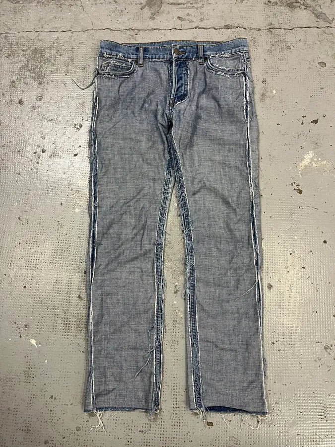 SS2005 Maison Margiela H&M Reissue Blue Distressed Denim Jeans DGstIav 4